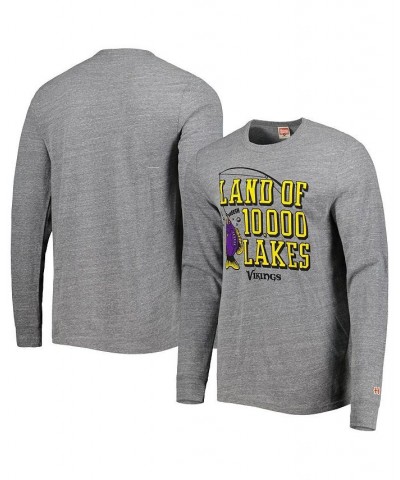 Men's Heathered Gray Minnesota Vikings Hyper Local Land of 10000 Lakes Tri-Blend Long Sleeve T-shirt $27.44 T-Shirts