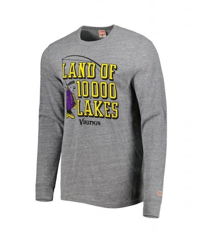 Men's Heathered Gray Minnesota Vikings Hyper Local Land of 10000 Lakes Tri-Blend Long Sleeve T-shirt $27.44 T-Shirts