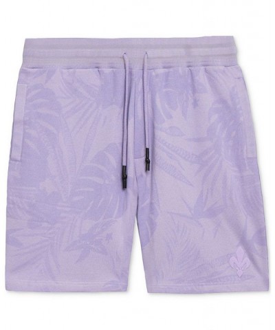 Men's Classic-Fit Floral-Print 8" Jogger Shorts Purple $50.35 Shorts