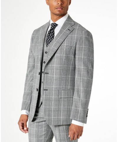 Men's Slim-Fit Plaid Suit Jacket Black $55.80 Suits