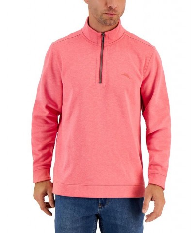 Men's Tango Wave Embroidered Logo 1/2-Zip Sweatshirt Pink $40.40 Sweaters