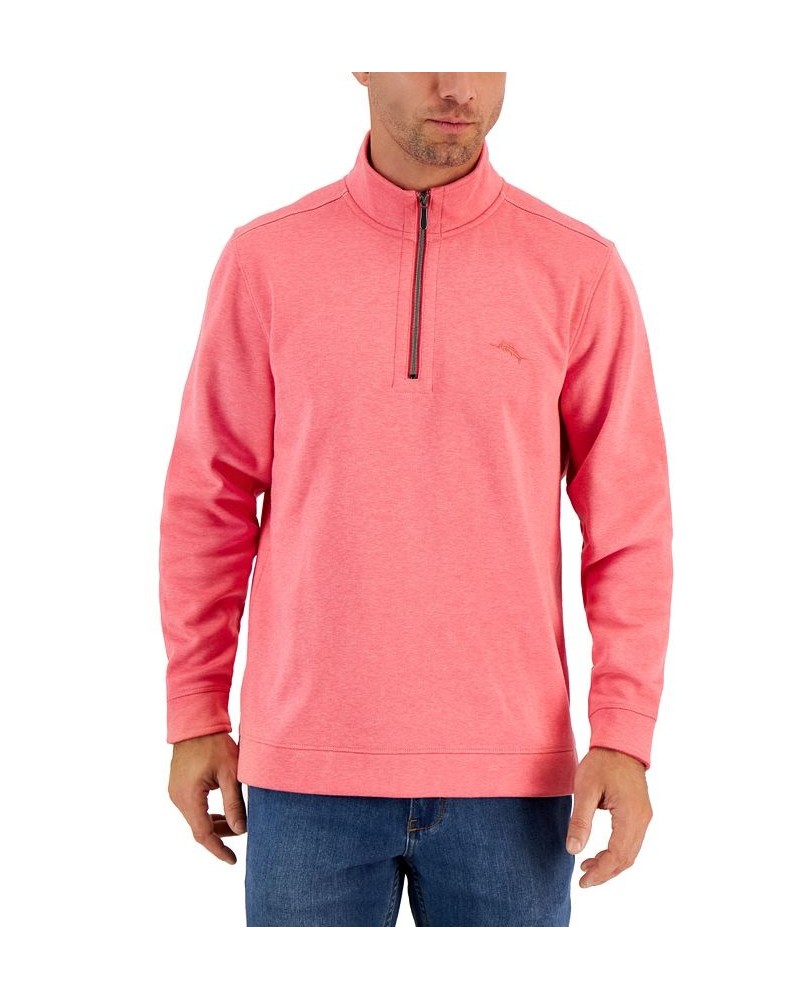 Men's Tango Wave Embroidered Logo 1/2-Zip Sweatshirt Pink $40.40 Sweaters