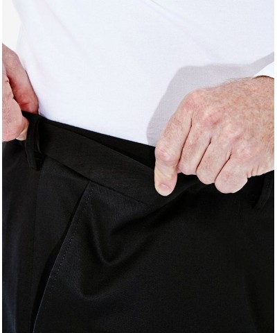 Men's Big & Tall Premium No Iron Khaki Classic Fit Flat Front Hidden Expandable Waistband Pants Black $29.14 Pants