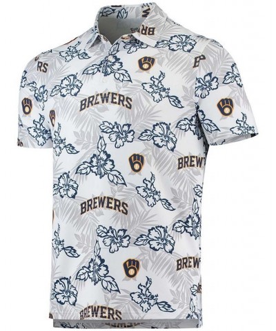 Men's White Milwaukee Brewers Performance Polo Shirt $48.00 Polo Shirts