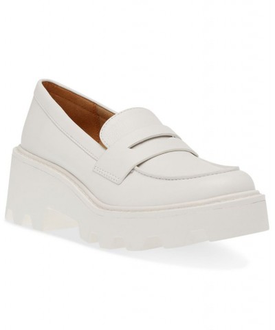 Women's Vikki Lug-Sole Loafer Flats Ivory/Cream $45.05 Shoes