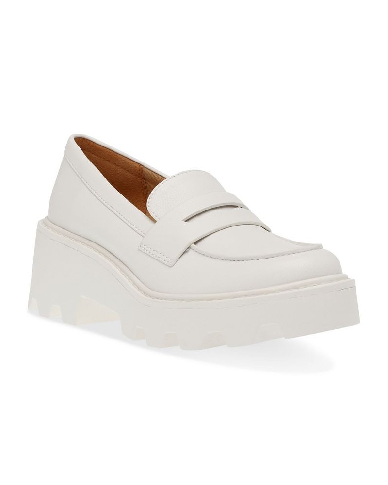 Women's Vikki Lug-Sole Loafer Flats Ivory/Cream $45.05 Shoes