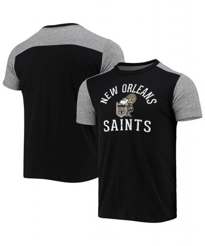 Men's Black, Heathered Gray New Orleans Saints Gridiron Classics Field Goal Slub T-shirt $23.65 T-Shirts