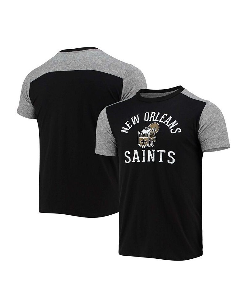 Men's Black, Heathered Gray New Orleans Saints Gridiron Classics Field Goal Slub T-shirt $23.65 T-Shirts