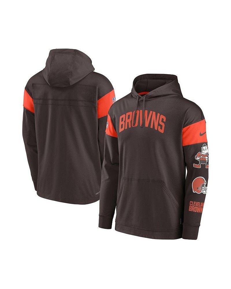 Men's Brown Cleveland Browns Sideline Athletic Arch Jersey Performance Pullover Hoodie $45.10 Sweatshirt