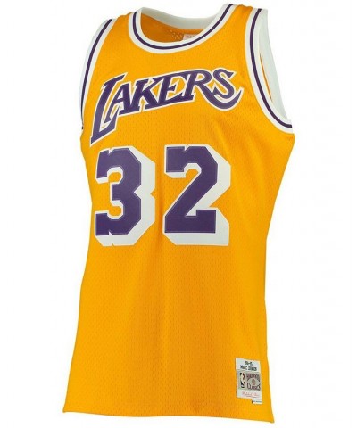 Men's Magic Johnson Gold Los Angeles Lakers 1984-85 Hardwood Classics Swingman Jersey $54.39 Jersey