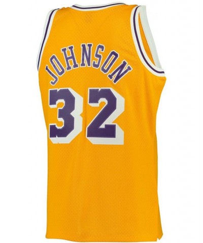 Men's Magic Johnson Gold Los Angeles Lakers 1984-85 Hardwood Classics Swingman Jersey $54.39 Jersey