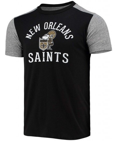 Men's Black, Heathered Gray New Orleans Saints Gridiron Classics Field Goal Slub T-shirt $23.65 T-Shirts