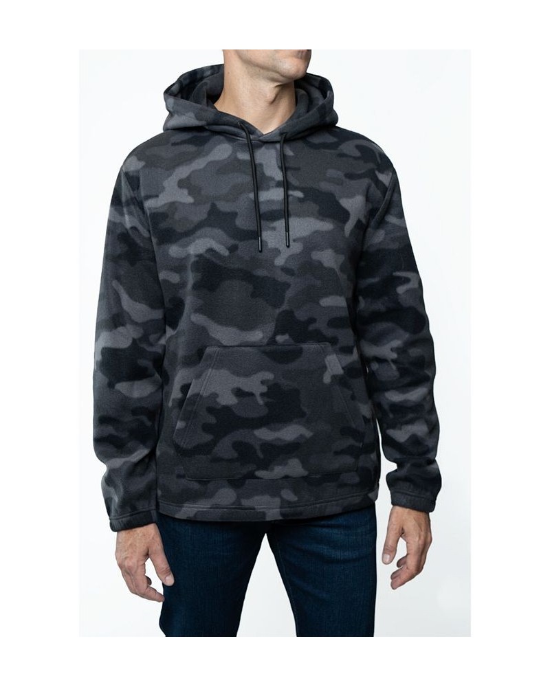 Men's Polar Fleece Pullover Hooded Sweatshirt Gray Camo $13.64 Sweatshirt