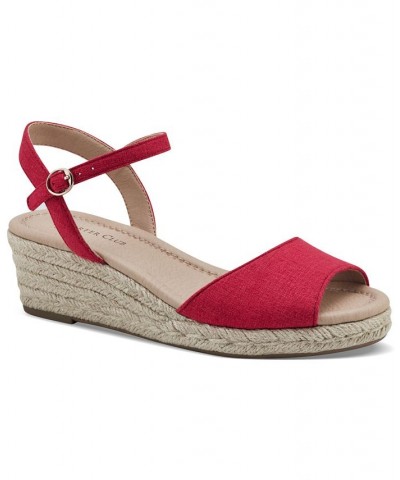 Luchia Platform Wedge Sandals Red $34.75 Shoes