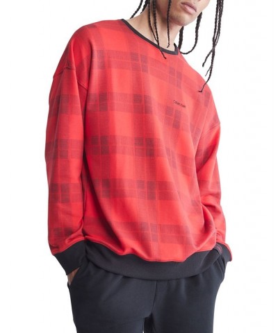 Men's Modern Holiday Lounge Plaid Sweatshirt Red $17.30 Pajama