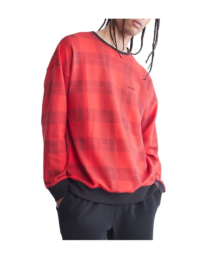 Men's Modern Holiday Lounge Plaid Sweatshirt Red $17.30 Pajama