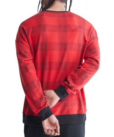 Men's Modern Holiday Lounge Plaid Sweatshirt Red $17.30 Pajama