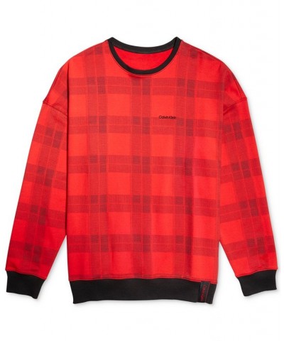 Men's Modern Holiday Lounge Plaid Sweatshirt Red $17.30 Pajama