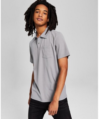 Men's Textured Short-Sleeve Polo Shirt Gray $13.12 Polo Shirts