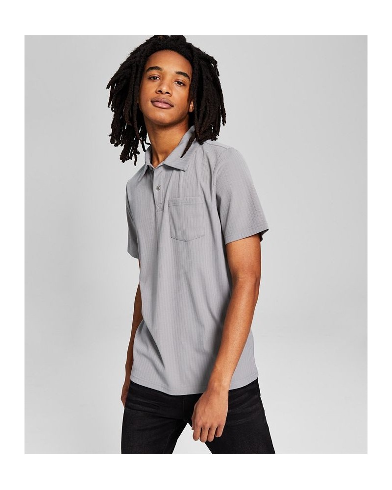 Men's Textured Short-Sleeve Polo Shirt Gray $13.12 Polo Shirts