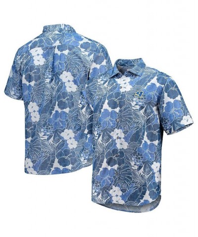 Men's Blue Chase Elliott Coconut Point Playa Flora Camp Button-Up Shirt $51.15 Shirts