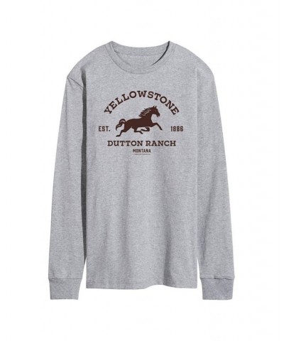 Men's Yellowstone Horse Est 1886 Long Sleeve T-shirt Gray $24.78 T-Shirts