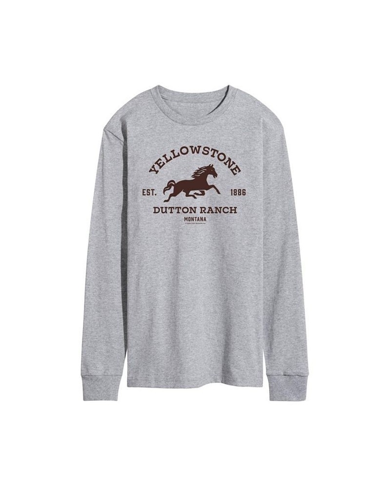 Men's Yellowstone Horse Est 1886 Long Sleeve T-shirt Gray $24.78 T-Shirts