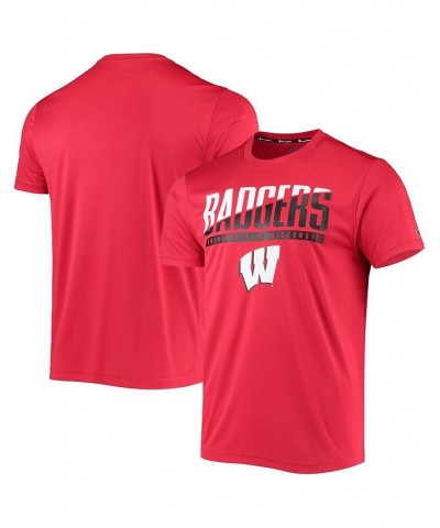 Men's Red Wisconsin Badgers Wordmark Slash T-shirt $23.19 T-Shirts