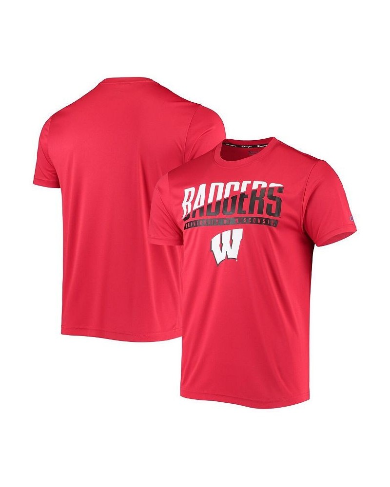 Men's Red Wisconsin Badgers Wordmark Slash T-shirt $23.19 T-Shirts