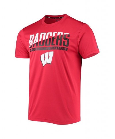 Men's Red Wisconsin Badgers Wordmark Slash T-shirt $23.19 T-Shirts