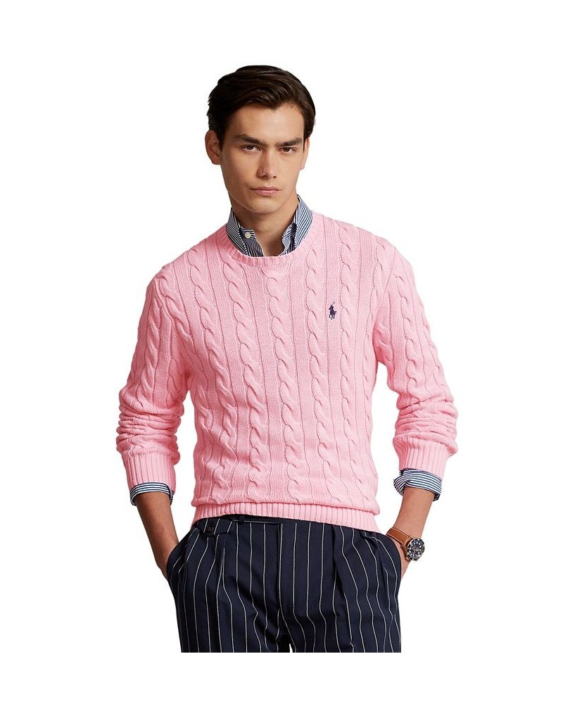 Men's Cable-Knit Cotton Sweater Carmel Pink $74.00 Sweaters