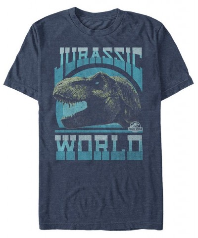 Jurassic World Fallen Kingdom Men's T-Rex Vintage-Like Profile Short Sleeve T-Shirt Blue $19.94 T-Shirts