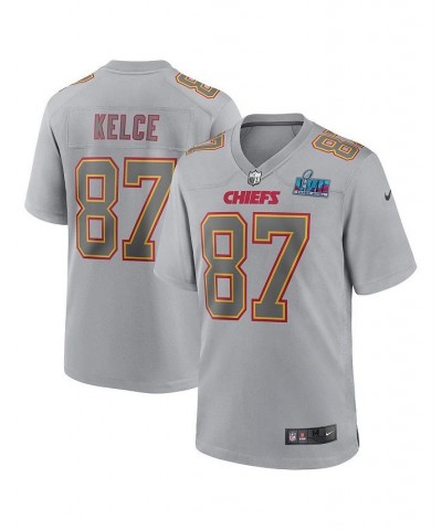 Men's Travis Kelce Gray Kansas City Chiefs Super Bowl LVII Patch Atmosphere Fashion Game Jersey $49.60 Jersey