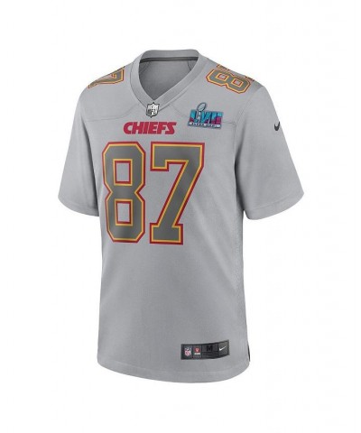 Men's Travis Kelce Gray Kansas City Chiefs Super Bowl LVII Patch Atmosphere Fashion Game Jersey $49.60 Jersey