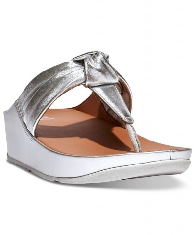 Women's Twiss II Knotted T-Strap Thong Sandals Silver $41.60 Shoes