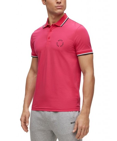 BOSS Men's Stretch-Cotton Slim-Fit Polo Shirt with Circular Branding Pink $44.80 Polo Shirts