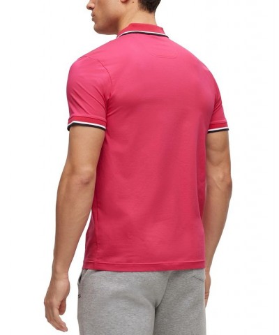 BOSS Men's Stretch-Cotton Slim-Fit Polo Shirt with Circular Branding Pink $44.80 Polo Shirts