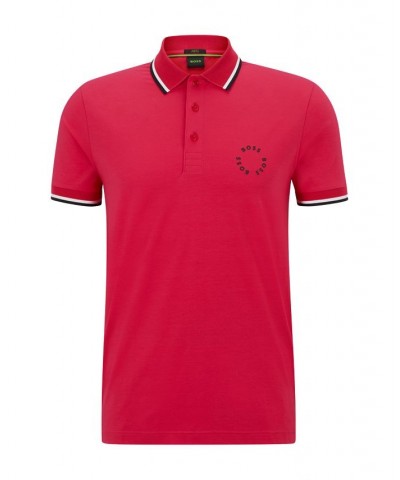 BOSS Men's Stretch-Cotton Slim-Fit Polo Shirt with Circular Branding Pink $44.80 Polo Shirts