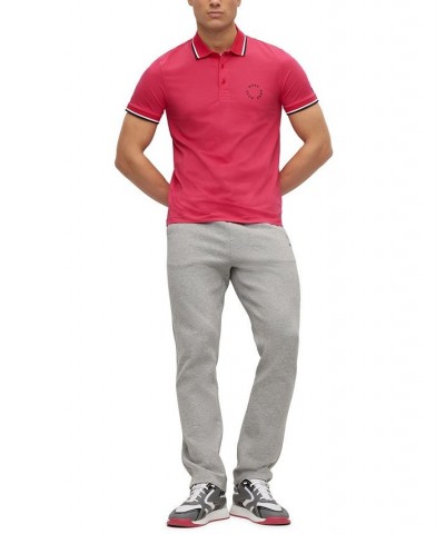 BOSS Men's Stretch-Cotton Slim-Fit Polo Shirt with Circular Branding Pink $44.80 Polo Shirts