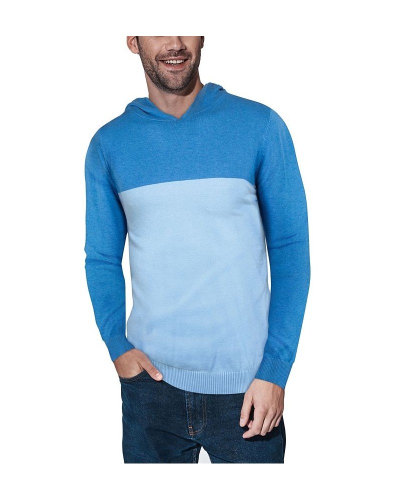 Men's Basic Hooded Colorblock Midweight Sweater Blue, Pastel Blue $26.40 Sweaters