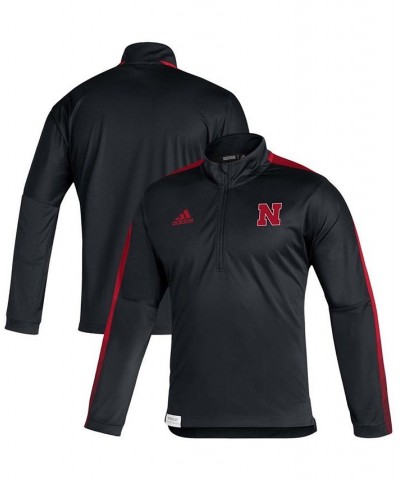 Men's Black Nebraska Huskers 2021 Sideline Primeblue Quarter-Zip Jacket $36.29 Jackets