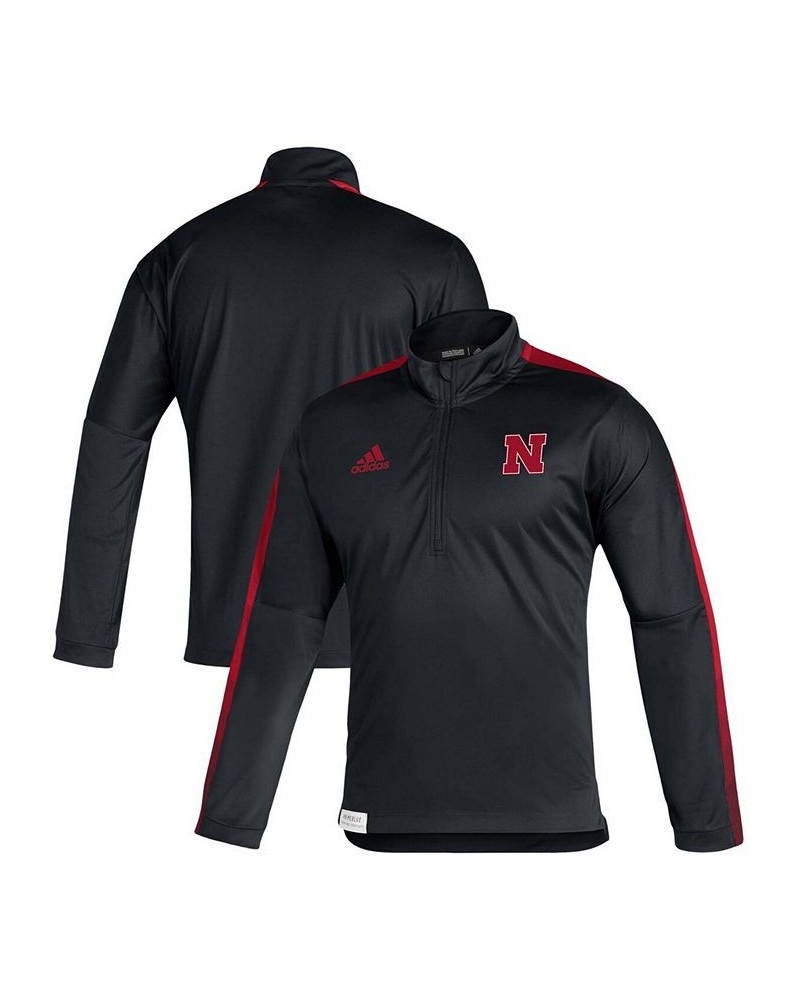 Men's Black Nebraska Huskers 2021 Sideline Primeblue Quarter-Zip Jacket $36.29 Jackets