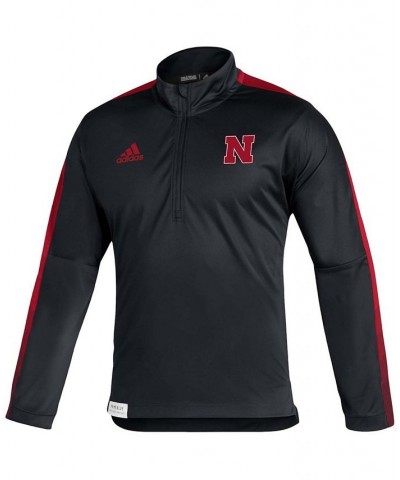 Men's Black Nebraska Huskers 2021 Sideline Primeblue Quarter-Zip Jacket $36.29 Jackets