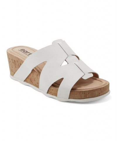 Women's Willow Casual Slip-on Mid Cork Wedge Sandals White $50.14 Shoes