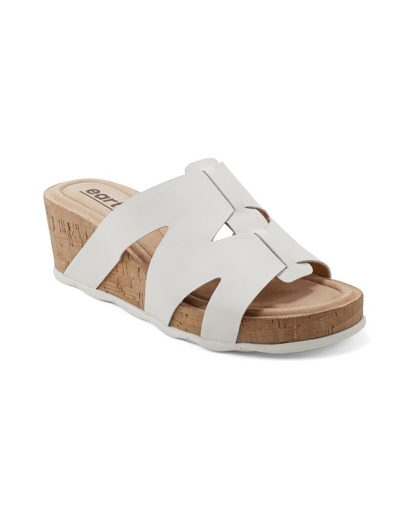 Women's Willow Casual Slip-on Mid Cork Wedge Sandals White $50.14 Shoes