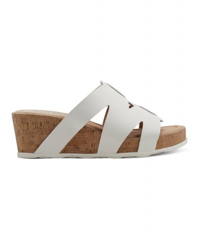 Women's Willow Casual Slip-on Mid Cork Wedge Sandals White $50.14 Shoes