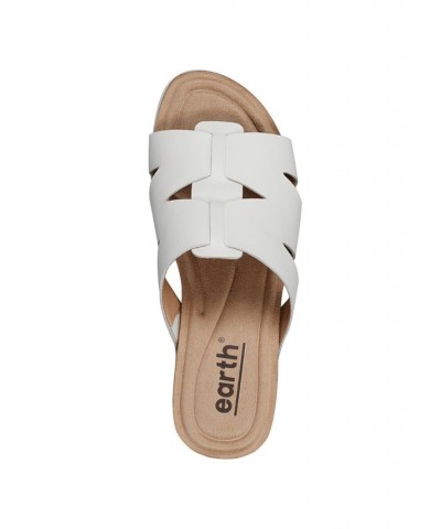 Women's Willow Casual Slip-on Mid Cork Wedge Sandals White $50.14 Shoes