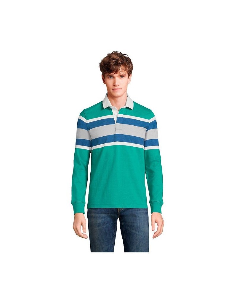 Men's Long Sleeve Stripe Rugby Shirt PD01 $37.82 Polo Shirts