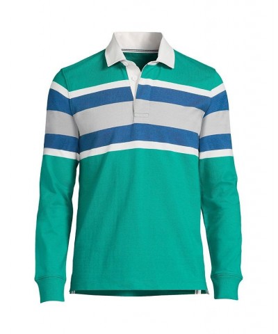 Men's Long Sleeve Stripe Rugby Shirt PD01 $37.82 Polo Shirts