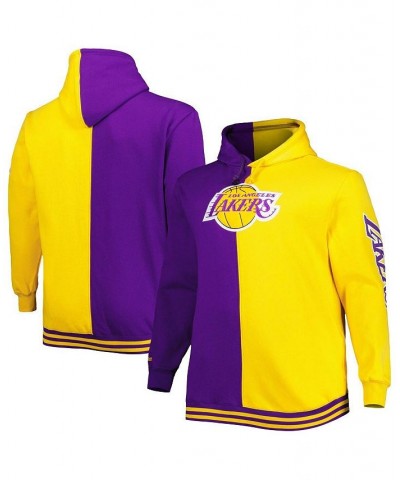 Men's Purple and Gold Los Angeles Lakers Big and Tall Hardwood Classics Split Pullover Hoodie $50.00 Sweatshirt